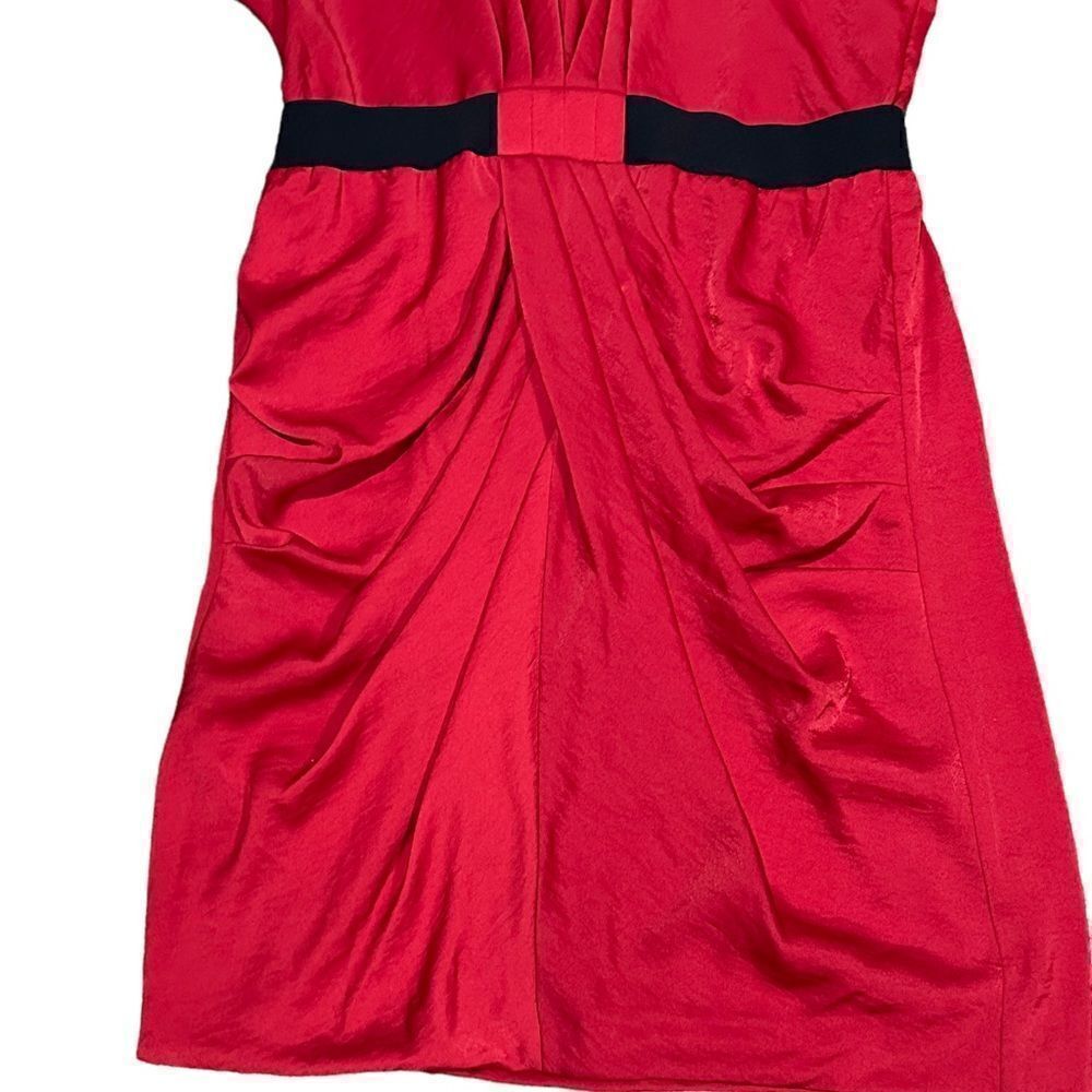 BCBGMAXAZRIA Red Iselin Midi Drape Dress Size Small - Picture 5 of 13